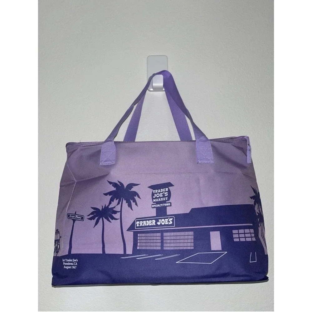 Trader Joe Insulated Cooler Shopping Tote Unisex 8 Gallon Purple Pasadena Bag
